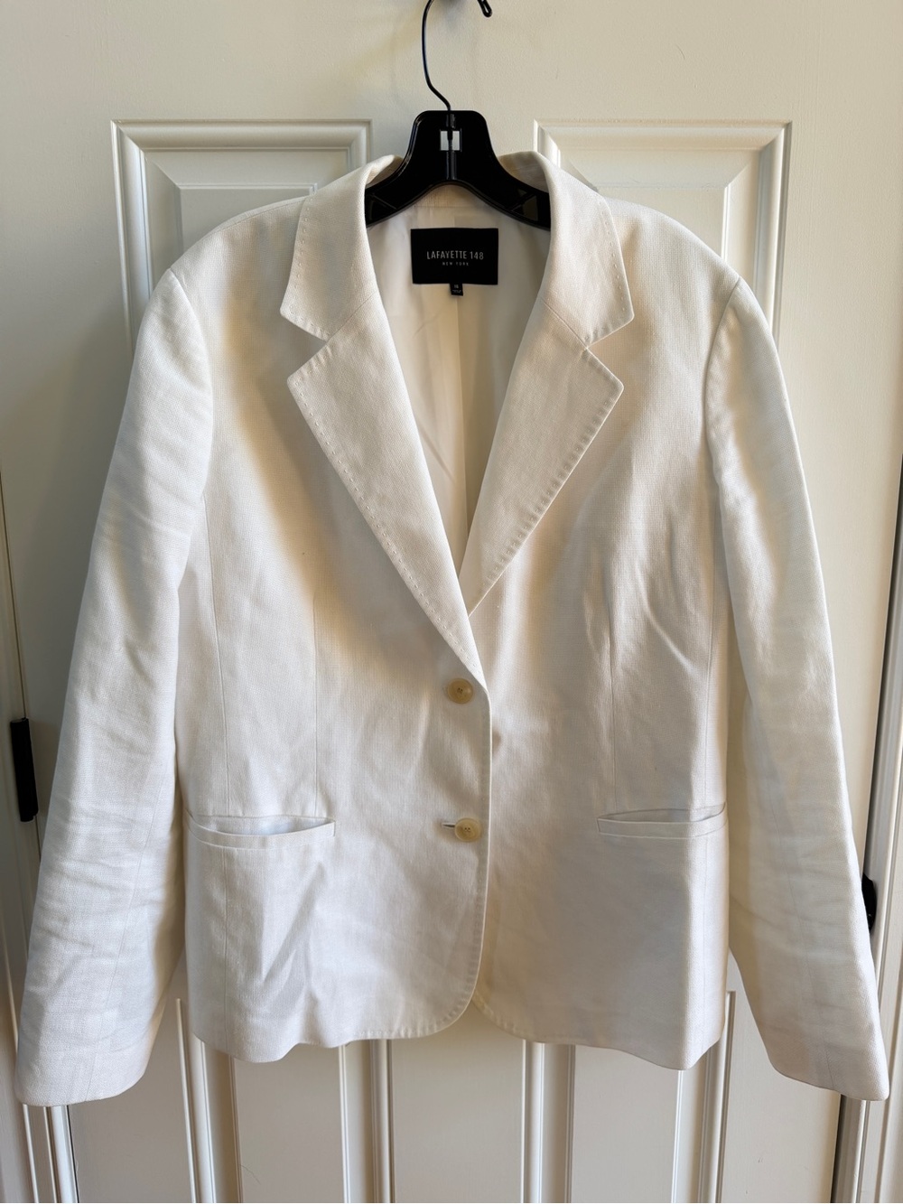 Lafayette 148 New York Cream Single-Breasted Notch Collar Blazer